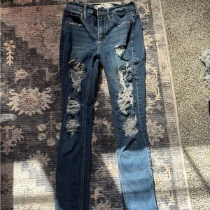 Hollister Distressed Skinny Jeans in Blue